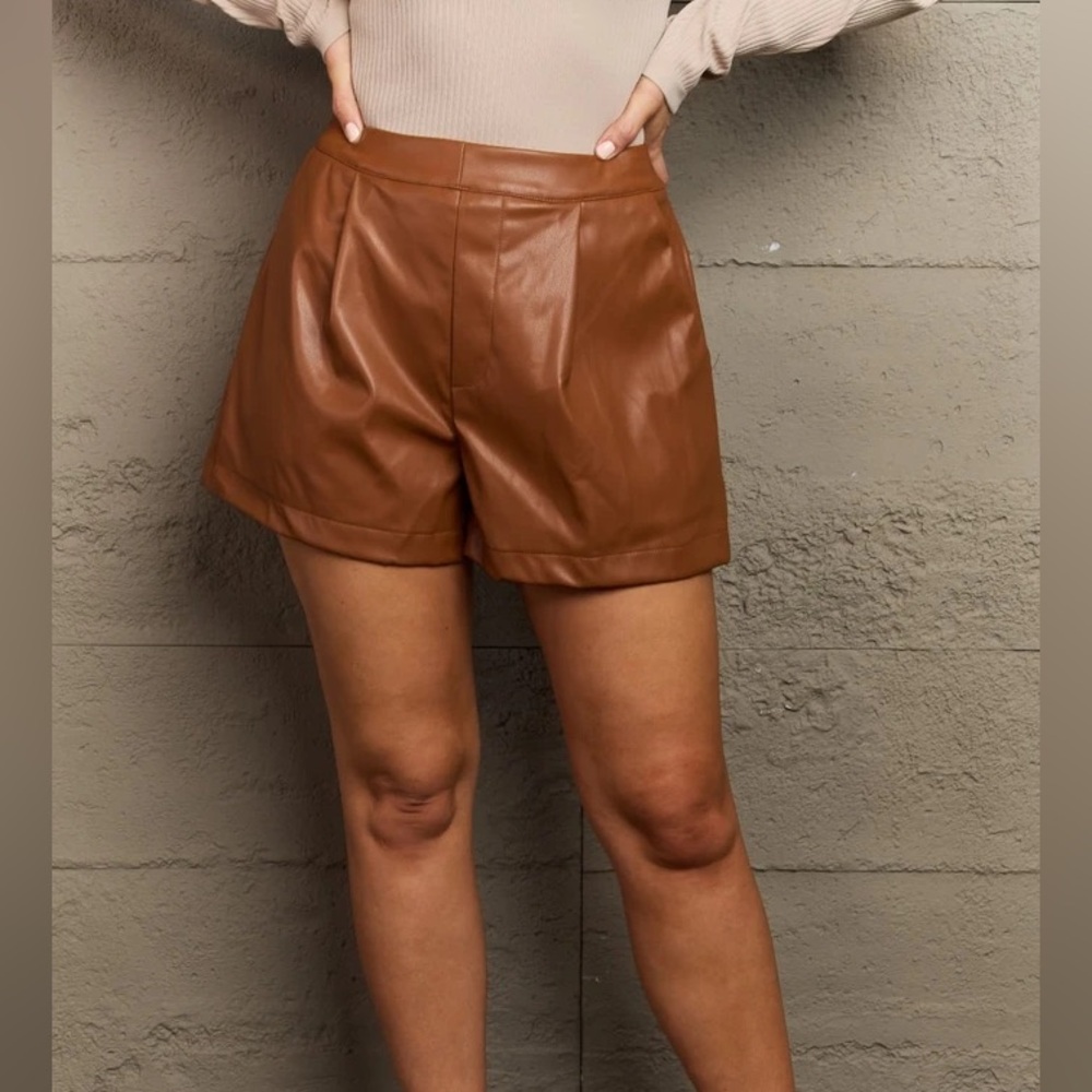 Heyson Tan Leather Shorts